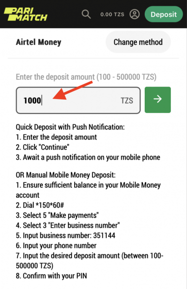 Add money to deposit