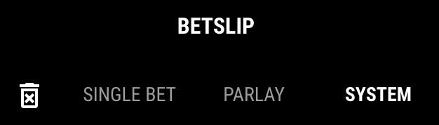 Betslip menu on Parimatch