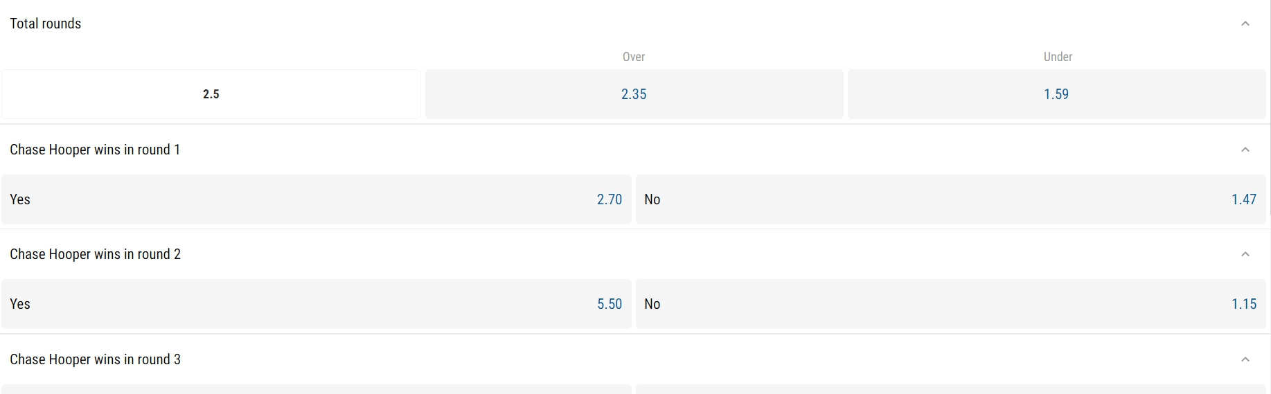 Round betting on Parimatch