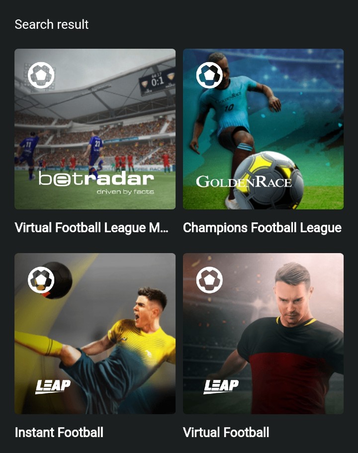 Virtual football betting on Parimatch app