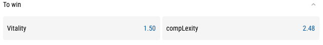 Vitality vs compLexity in CS GO esports betting on Parimatch 