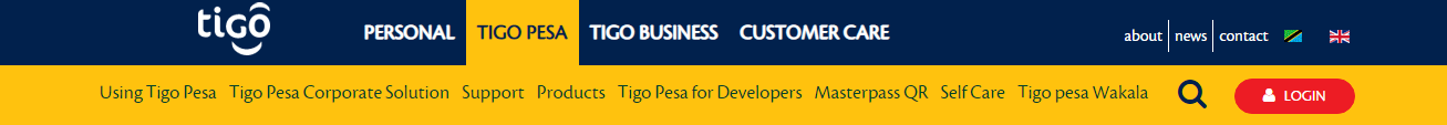 Entering Tigo Pesa website main menu to register account and deposit on Parimatch
