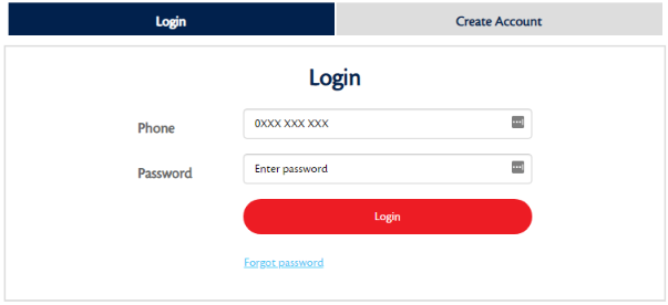 Entering a phone and password on Tigo Pesa website to create account and deposit on Parimatch