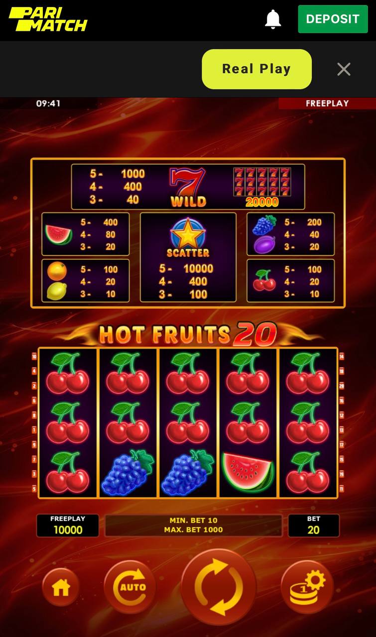 Uchezaji wa mchezo wa Hot Fruits 20 kupitia Parimatch