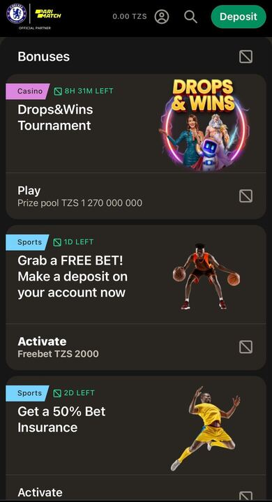 Promo page at Parimatch