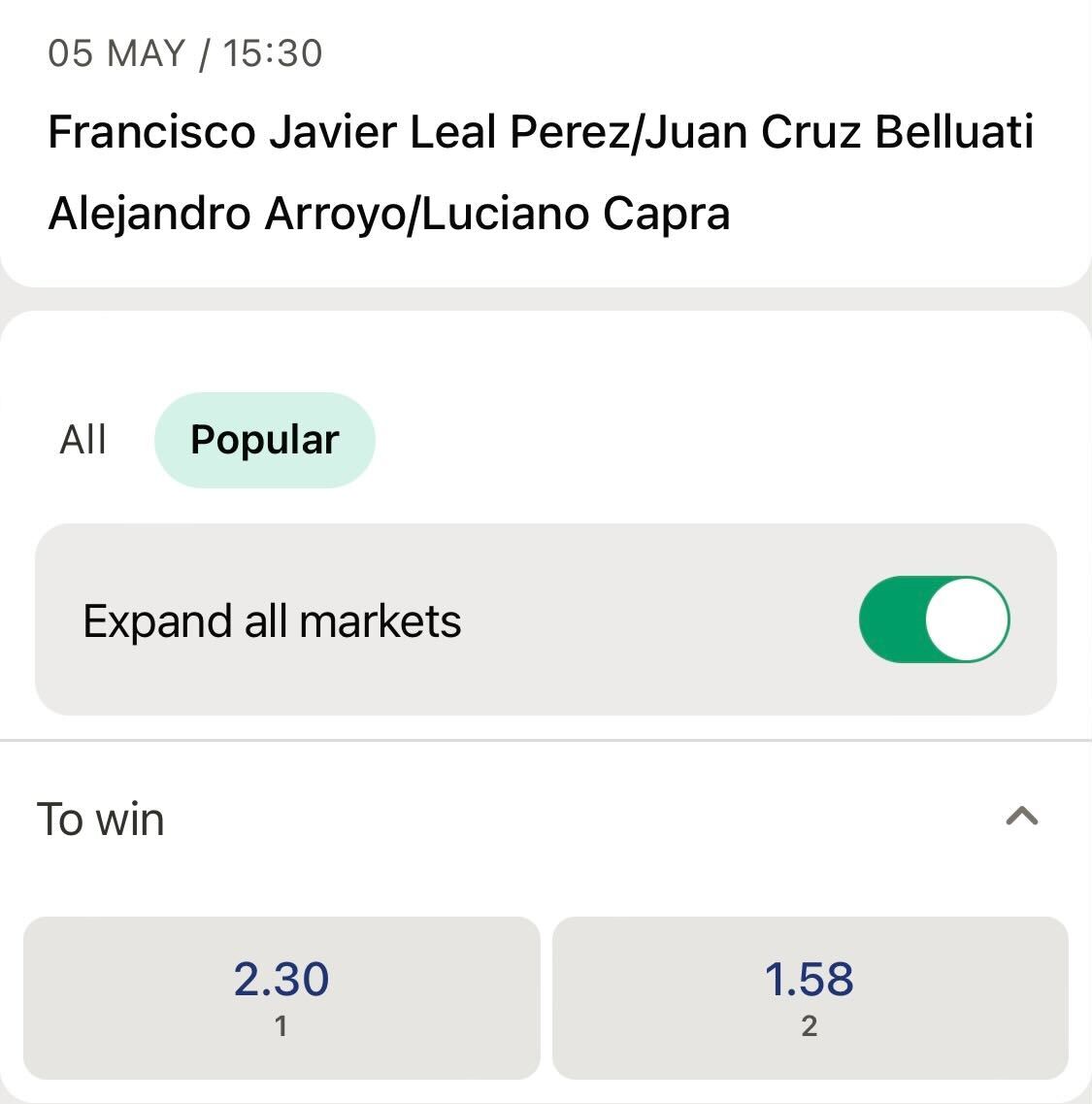 Winner betting on Parimatch